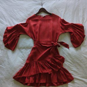 Maje Red Wrap Dress with Tie - size 1